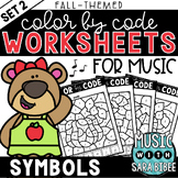 MORE Music Color by Code - Music Coloring - Symbols {Fall/