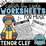 MORE Music Color by Code - Tenor Clef {Winter Theme}