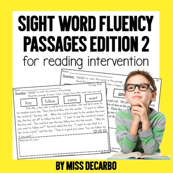 Preview of Sight Word Fluency Passages for Reading Intervention Edition 2