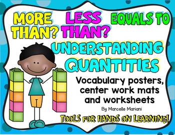 Preview of MORE THAN-LESS THAN-EQUALS TO; QUANTITIES-Worksheets, posters & centers