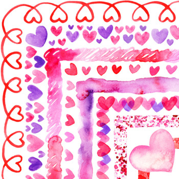 Preview of MORE Watercolor Valentines Day Clipart Borders - February Clip Art Frames