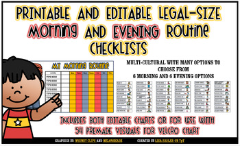 Preview of MORNING & EVENING ROUTINE CHECKLISTS - EDITABLE/PRINTABLE - BOY VERSION