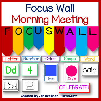 Preview of MORNING MEETING Focus Wall  Alphabet Numbers Colors Shapes Preschool Kinder