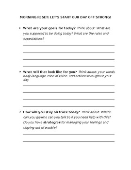 Preview of MORNING REFRESHER THINK SHEET | ELEMENTARY 2-5 LEVEL (BIST)