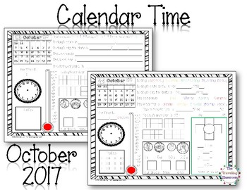 Preview of MORNING WORK Calendar Time Worksheets - October