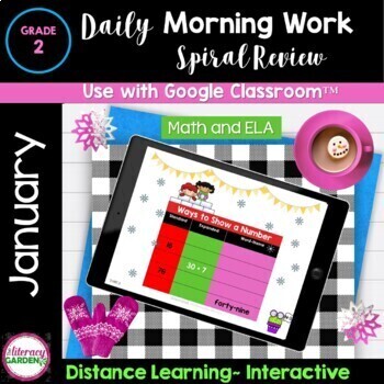Preview of MORNING WORK & SPIRAL REVIEW for 2nd Graders - JANUARY Google Slides™