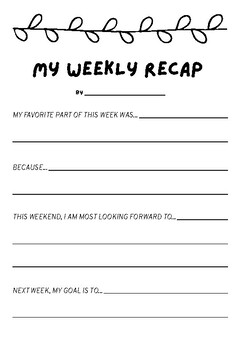 Preview of MORNING WORK WRITING ACTIVITY - My Weekly Recap