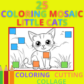 Preview of ✨MOSAIC WORKSHOP - 25 COLORING PAGES TO PRINT OF LITTLE CATS - #1✨