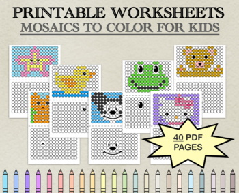 Preview of MOSAICS to COLOR  for KIDS, Printable Coloring By Patty,Coloring Pages