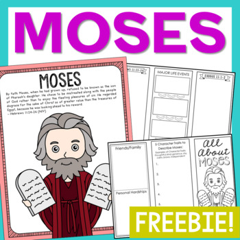 Preview of MOSES of the BIBLE Coloring Page Poster | Research Project Lesson Activity FREE