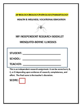Preview of MOSQUITO-BORNE ILLNESSES: RESEARCH BOOKLET/AP BIO, HEALTH, PARASITOLOGY & MG