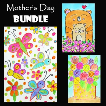 Preview of MOTHER'S DAY Activity BUNDLE | 3 EASY Drawing & Painting Craft Art Projects