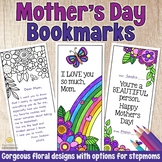 MOTHER'S DAY BOOKMARKS Floral Coloring Pages: Positive Mes