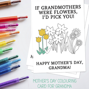 Preview of MOTHER'S DAY CARD FOR GRANDMA, MAY COLORING ACTIVITY, MOTHERING SUNDAY GIFT