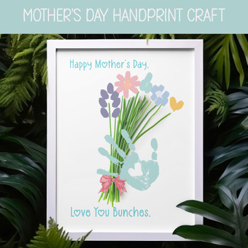 Preview of MOTHER'S DAY FLOWER CRAFT, HANDPRINT ART, TAKE HOME GIFT FOR MOM, GRANDMA CARD