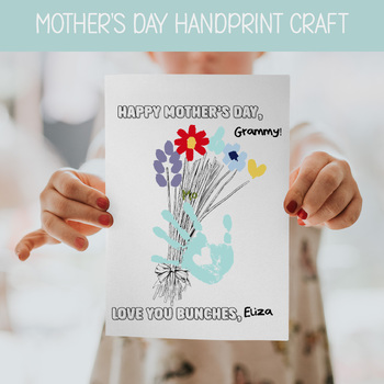Preview of MOTHER'S DAY GIFT FOR MOM FIGURE, MAY HOMESCHOOL CRAFT, TODDLER HANDPRINT ART