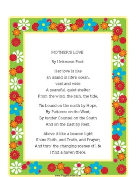 MOTHER'S LOVE Poem by Rodica Iova | Teachers Pay Teachers