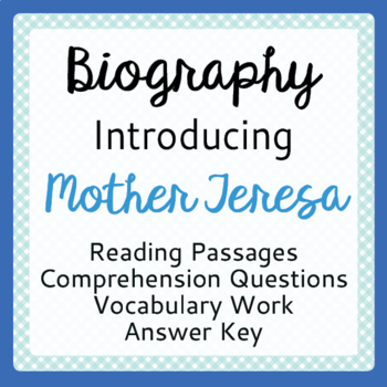 Preview of MOTHER TERESA Introduction: Texts, Activities Grades 7-9 PRINT and EASEL
