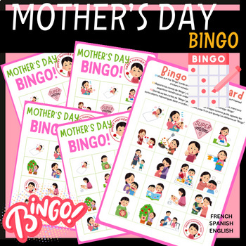 Preview of MOTHER's day,Fete des meres,Día de la Madre BINGO Memory Group game FR ES