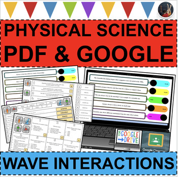 Preview of WAVE INTERACTIONS Physical Science Task Cards Activities (PDF & DIGITAL)