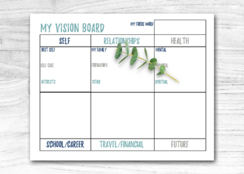 Printable Vision Board Kit for Kids, Growth Mindset Activity for Children