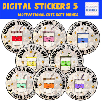 Preview of MOTIVATIONAL DIGITAL STICKERS - DISTANCE LEARNING - SODA POP