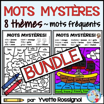 Preview of MOTS FRÉQUENTS pour 8 THÈMES | French color by code SIGHT WORDS BUNDLE