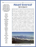 MOUNT EVEREST Word Search  Puzzle Worksheet Activity