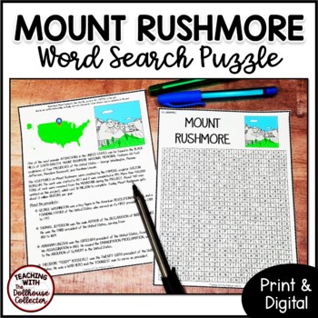MOUNT RUSHMORE Word Search Puzzle US Landmark TpT