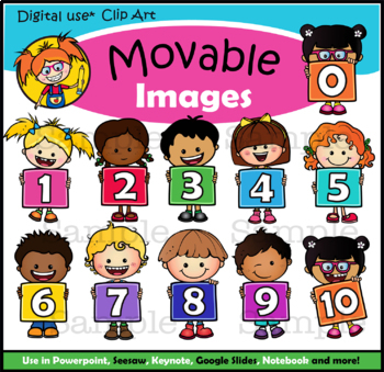 Preview of MOVABLE IMAGES clipart -  Number Kids (0 - 10) - Lilly Silly Billy