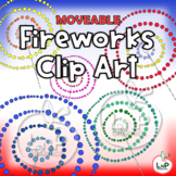 MOVEABLE 4th of July Fireworks Clip Art for Digital Produc
