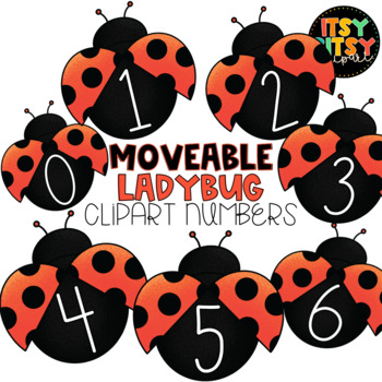 Preview of MOVEABLE Clipart Number Tiles LADYBUG TILES SPRING 0 to 50 and Math Signs