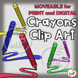 MOVEABLE Crayons Clip Art for Digital Products, Printable 