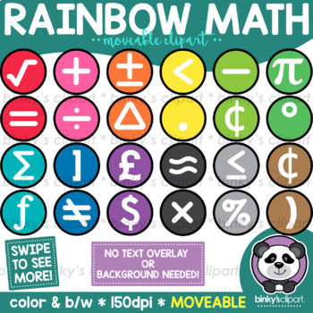 Preview of MOVEABLE Rainbow Math Symbols and Digits 0-20 by Binky’s Clipart