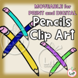 MOVEABLE Pencil Clip Art for Digital Products, Printable P
