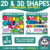 MOVEABLE Rainbow 2D and 3D Shapes BUNDLE by Binky’s Clipart