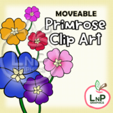 MOVEABLE Spring Primrose Flowers Clip Art for Digital, Pri