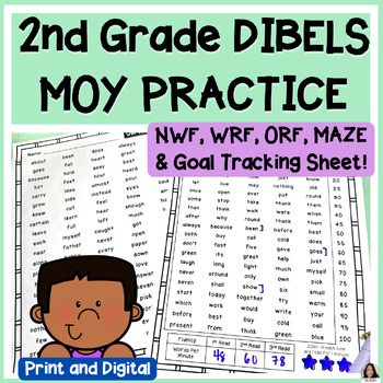 Preview of MOY MCLASS DIBELS 8 Practice 2nd Grade | NWF, WRF, ORF, MAZE Review Activities