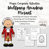 MOZART- Music Composer Worksheet, Coloring, Listening Jour