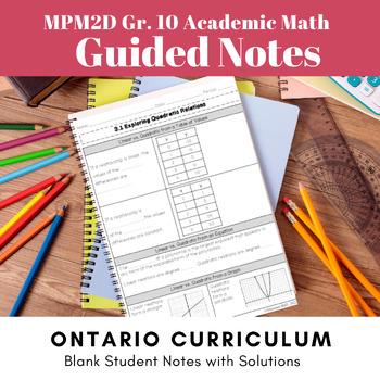 Preview of MPM2D Grade 10 Academic Math Guided Notes (Ontario Curriculum)
