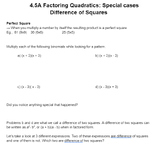 MPM2D1 Unit 4 Lesson 5 Factoring Quadratics Perfect Squares