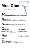 MRS. CHEN poster: Types of energy (8 1/2" x 14")