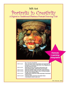 Preview of MS Art Portraits in Creativity A Online/Traditional Portrait Drawing Unit