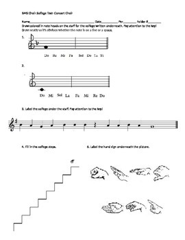 Preview of MS Choir Beginner Solfege Test