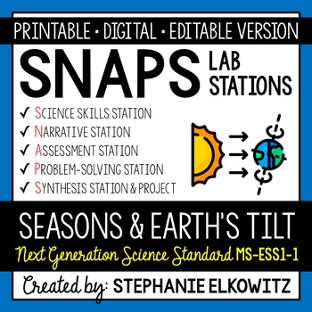 Preview of MS-ESS1-1 Seasons and Earth's Tilt Lab Activity | Printable, Digital & Editable