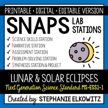 Preview of MS-ESS1-1 Solar and Lunar Eclipses Lab Activity | Printable, Digital & Editable
