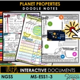 MS ESS1-3 Planets and their Properties Doodle Notes  + Int