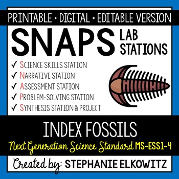 Preview of MS-ESS1-4 Index Fossils Lab Stations Activity | Printable, Digital & Editable