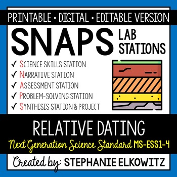 Preview of MS-ESS1-4 Relative Dating Lab Stations Activity | Printable, Digital & Editable
