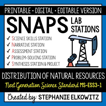 Preview of MS-ESS3-1 Distribution of Natural Resources Lab | Printable, Digital & Editable